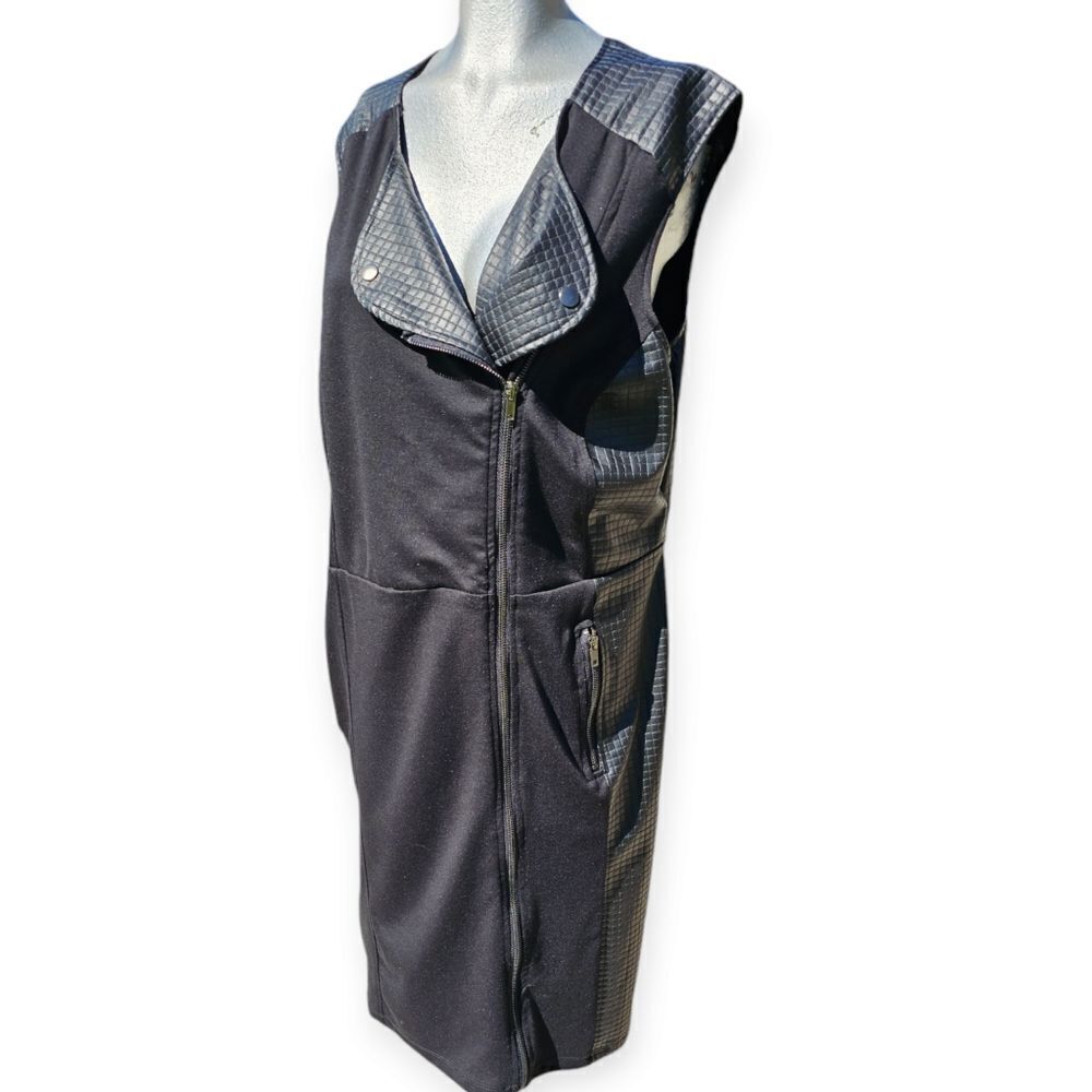 Penningtons Moto Dress Black Faux Leather Panels Size 2X 🖤